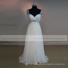 classic boho chiffon bohemian wedding dress with beads belt